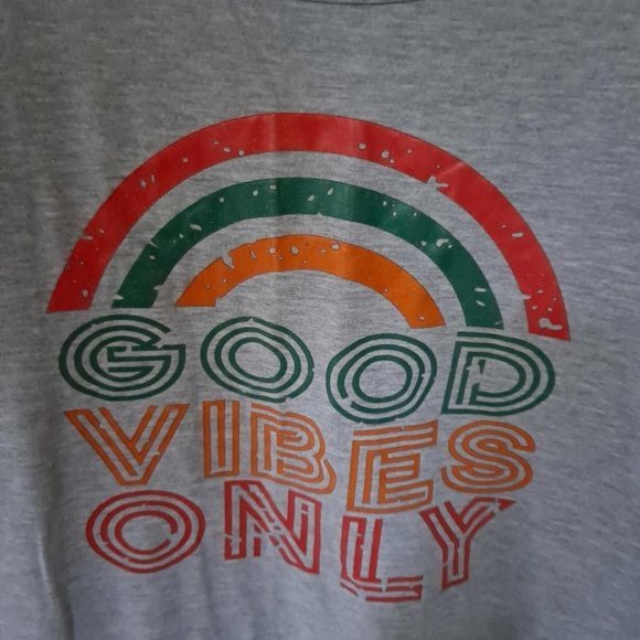 GOOD Vibes Gray with Rainbow Tank Top Size Large - Picture 2 of 4